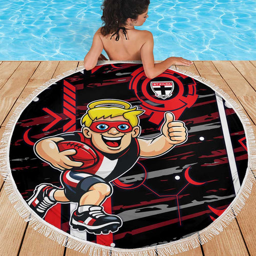 St Kilda Saints Beach Blanket Mascot Cartoon Football Illustration Style