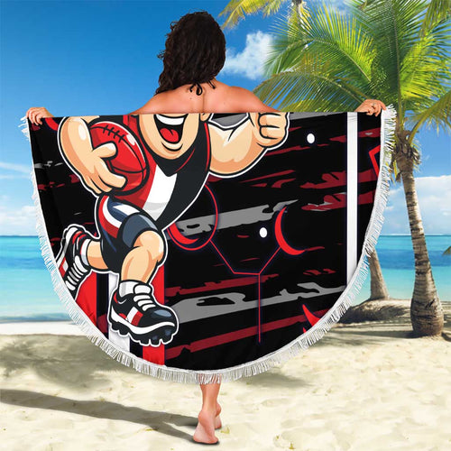 St Kilda Saints Beach Blanket Mascot Cartoon Football Illustration Style