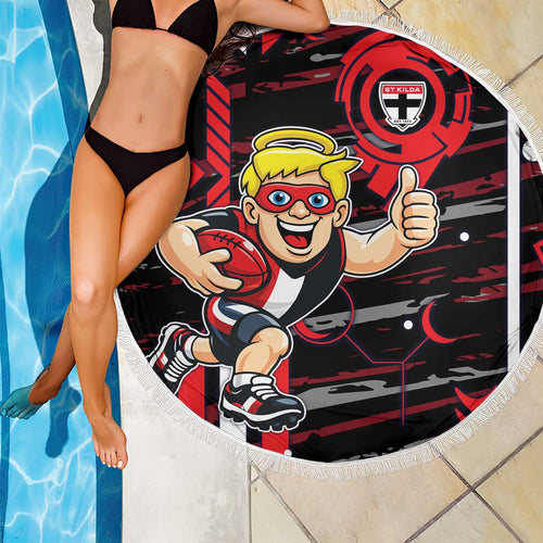 St Kilda Saints Beach Blanket Mascot Cartoon Football Illustration Style