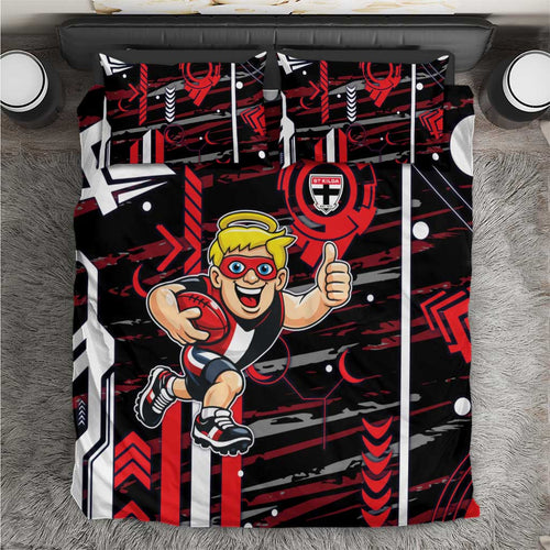 St Kilda Saints Bedding Set Mascot Cartoon Football Illustration Style