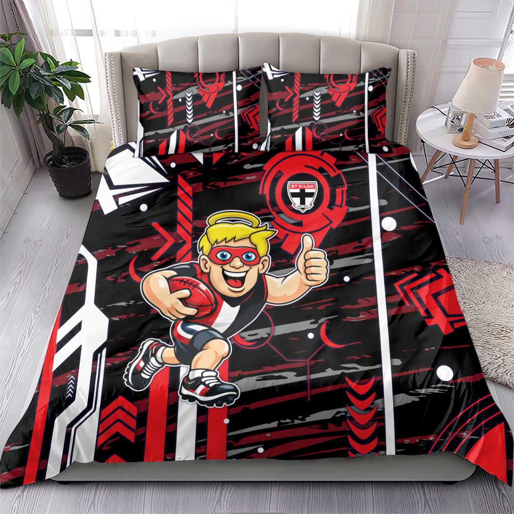 St Kilda Saints Bedding Set Mascot Cartoon Football Illustration Style