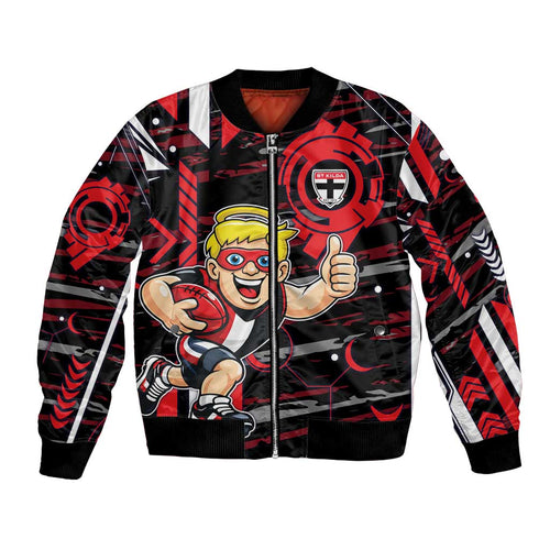 St Kilda Saints Bomber Jacket Mascot Cartoon Football Illustration Style