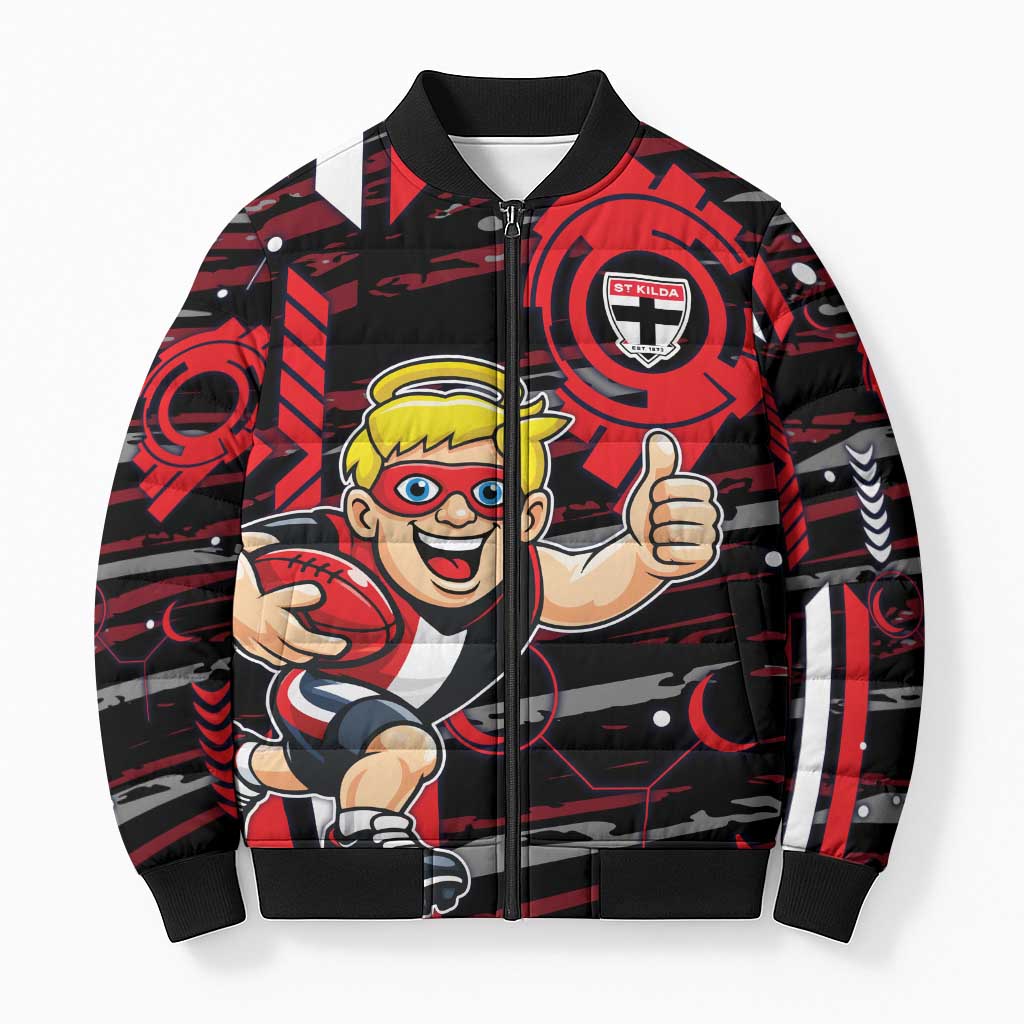 St Kilda Saints Bomber Puffer Jacket Mascot Cartoon Football Illustration Style