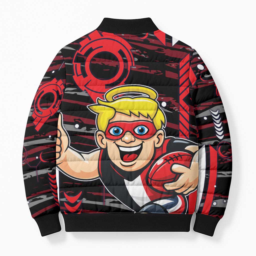 St Kilda Saints Bomber Puffer Jacket Mascot Cartoon Football Illustration Style