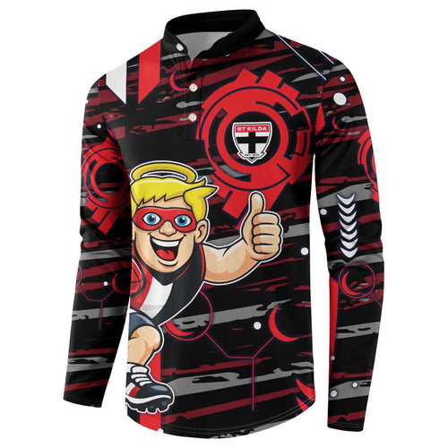 St Kilda Saints Button Sweatshirt Mascot Cartoon Football Illustration Style