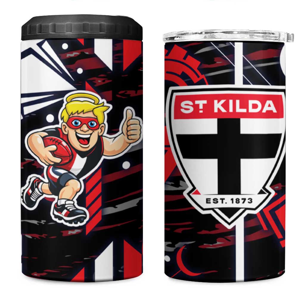 St Kilda Saints 4 in 1 Can Cooler Tumbler Mascot Cartoon Football Illustration Style