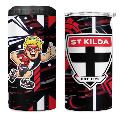 St Kilda Saints 4 in 1 Can Cooler Tumbler Mascot Cartoon Football Illustration Style