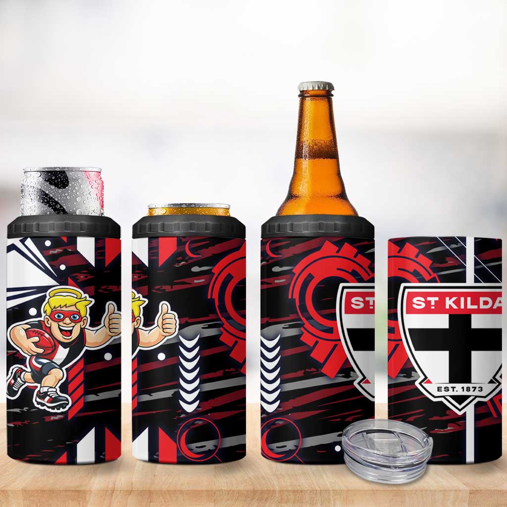 St Kilda Saints 4 in 1 Can Cooler Tumbler Mascot Cartoon Football Illustration Style