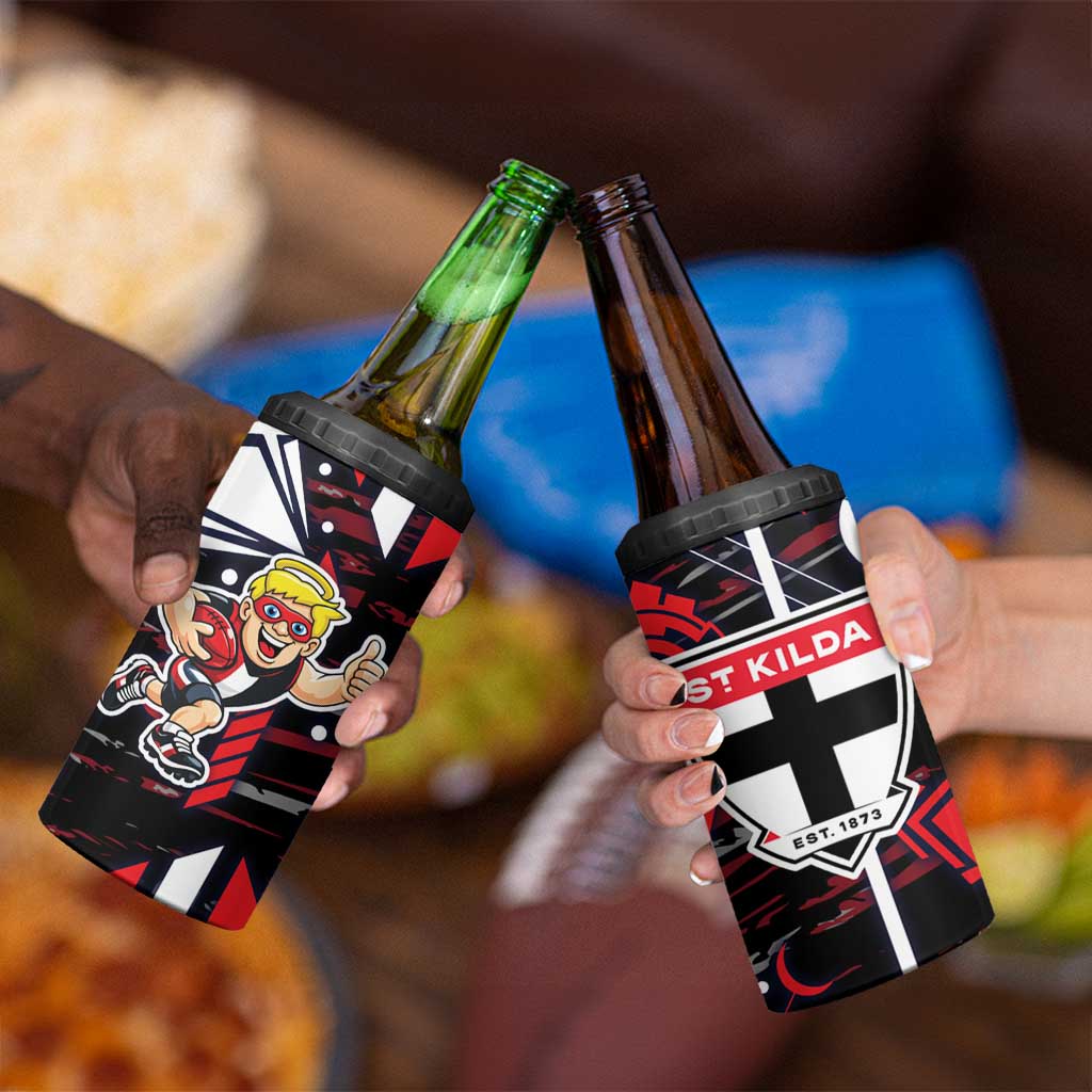 St Kilda Saints 4 in 1 Can Cooler Tumbler Mascot Cartoon Football Illustration Style