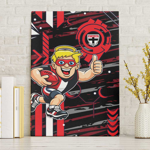 St Kilda Saints Canvas Wall Art Mascot Cartoon Football Illustration Style