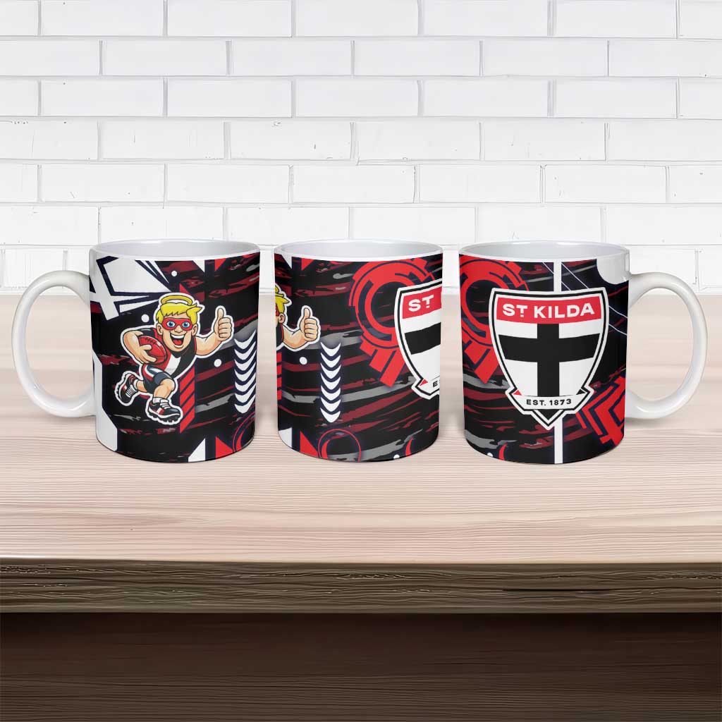 St Kilda Saints Ceramic Mug Mascot Cartoon Football Illustration Style