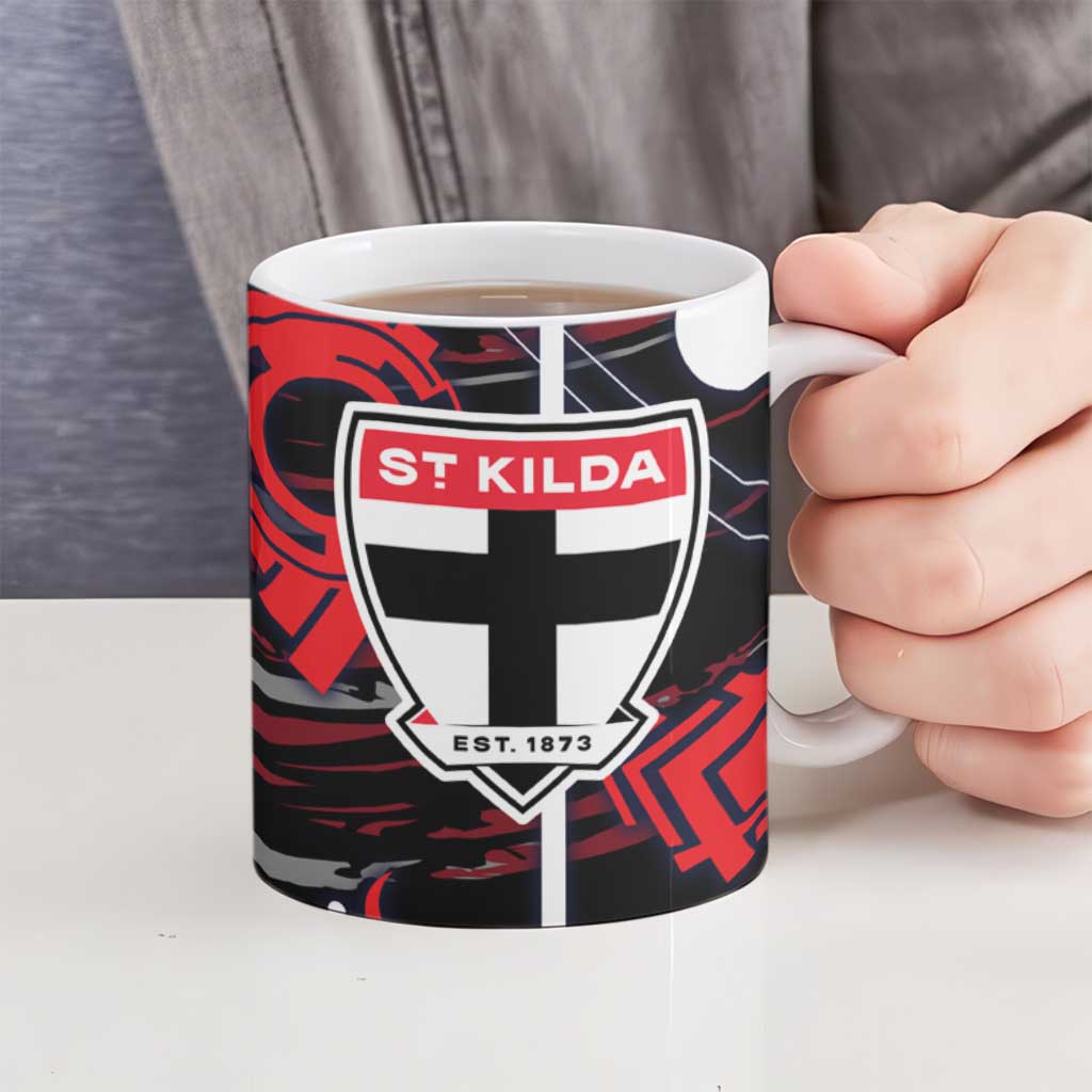 St Kilda Saints Ceramic Mug Mascot Cartoon Football Illustration Style