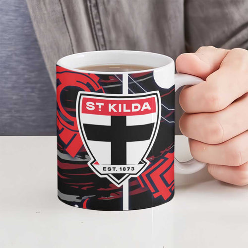 St Kilda Saints Ceramic Mug Mascot Cartoon Football Illustration Style