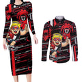 St Kilda Saints Couples Matching Long Sleeve Bodycon Dress and Long Sleeve Button Shirt Mascot Cartoon Football Illustration Style