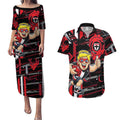 St Kilda Saints Couples Matching Puletasi and Hawaiian Shirt Mascot Cartoon Football Illustration Style