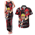 St Kilda Saints Couples Matching Tank Maxi Dress and Hawaiian Shirt Mascot Cartoon Football Illustration Style