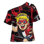 St Kilda Saints Cross Shoulder Shirt Mascot Cartoon Football Illustration Style