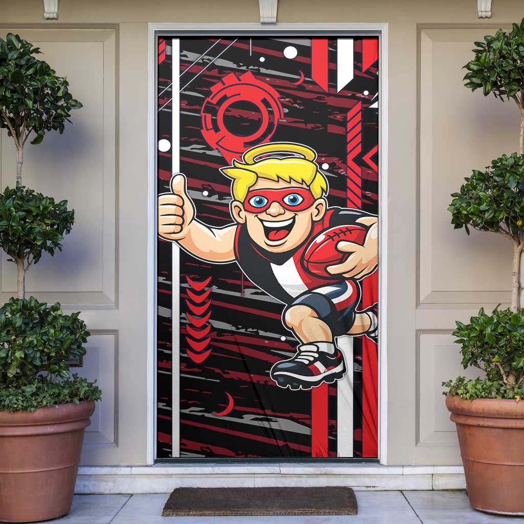 St Kilda Saints Door Cover Mascot Cartoon Football Illustration Style