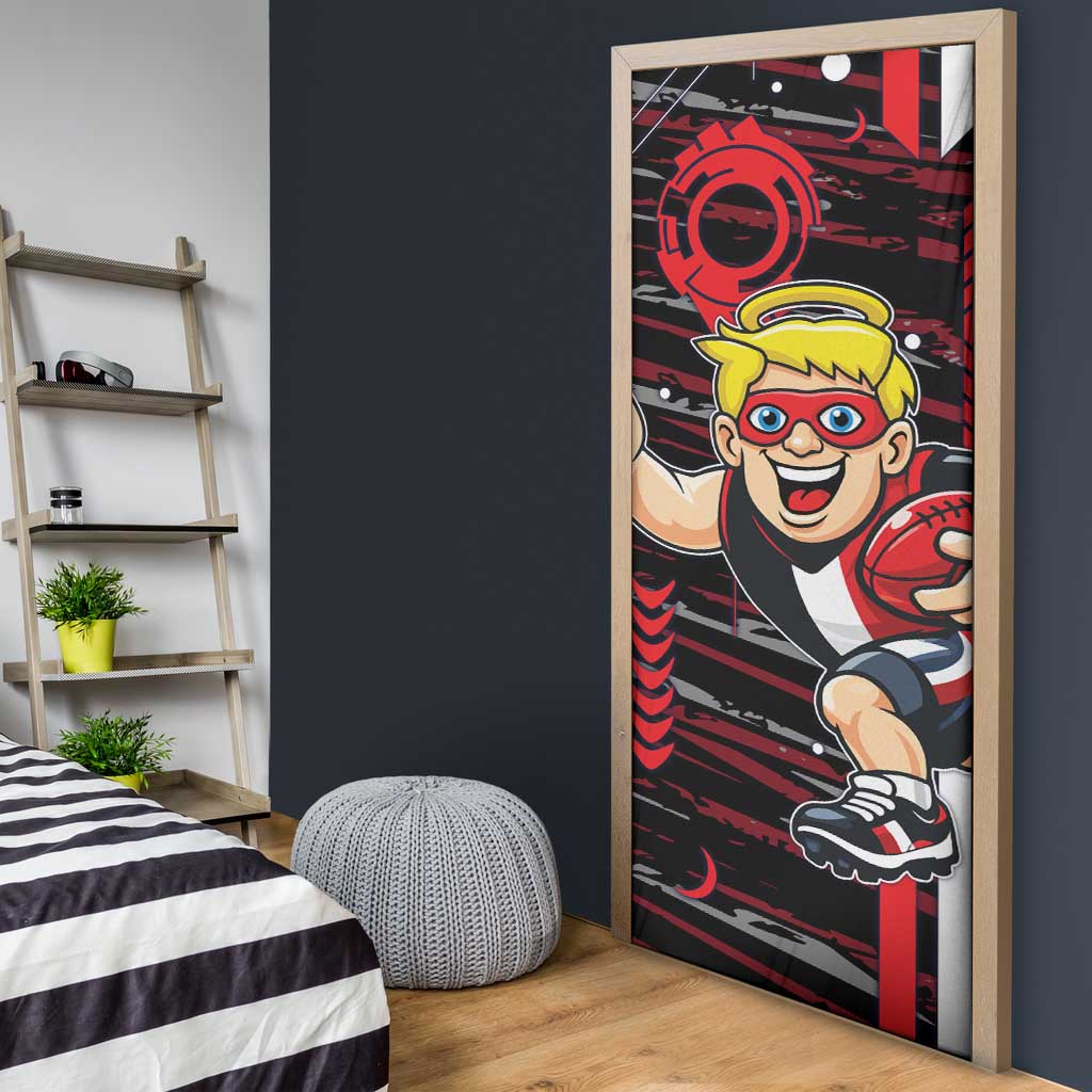 St Kilda Saints Door Cover Mascot Cartoon Football Illustration Style