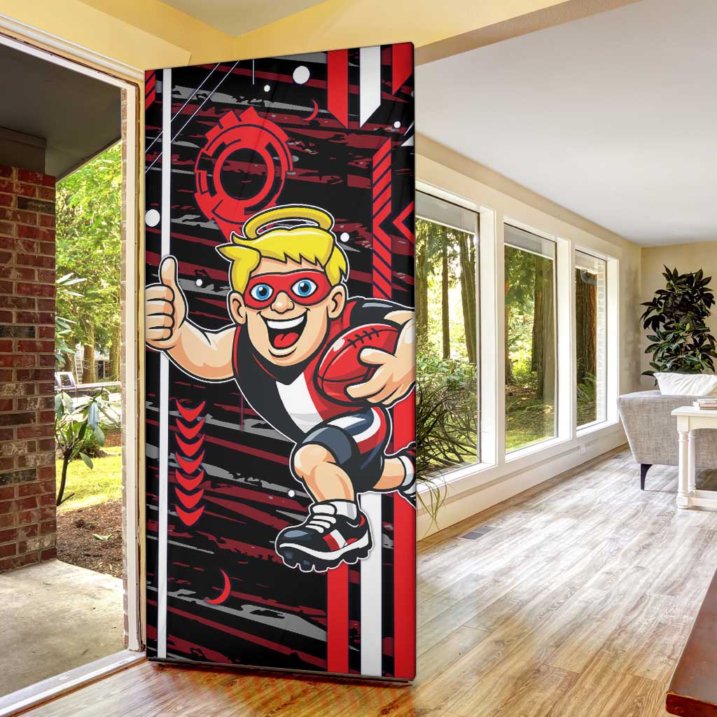 St Kilda Saints Door Cover Mascot Cartoon Football Illustration Style