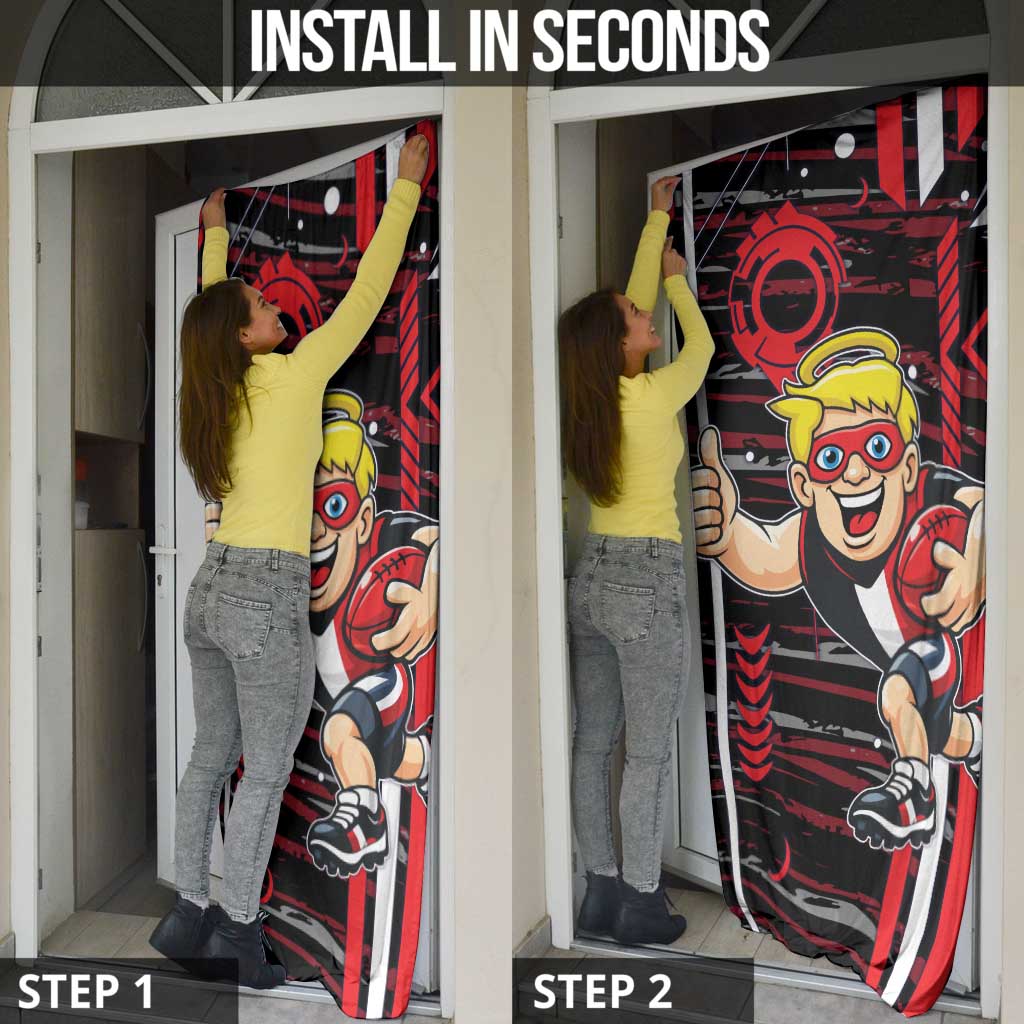 St Kilda Saints Door Cover Mascot Cartoon Football Illustration Style