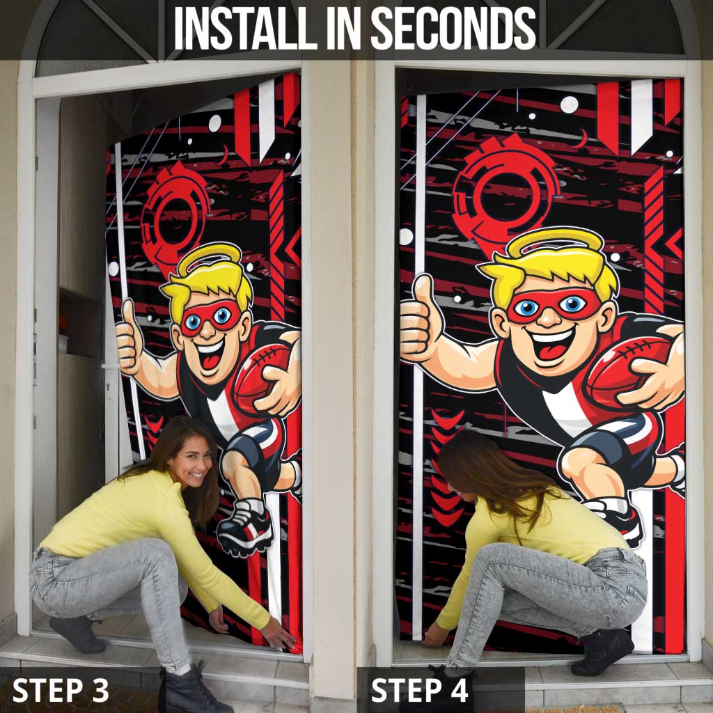 St Kilda Saints Door Cover Mascot Cartoon Football Illustration Style