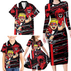 St Kilda Saints Family Matching Long Sleeve Bodycon Dress and Hawaiian Shirt Mascot Cartoon Football Illustration Style