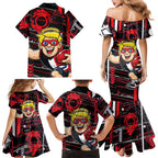 St Kilda Saints Family Matching Mermaid Dress and Hawaiian Shirt Mascot Cartoon Football Illustration Style