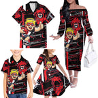 St Kilda Saints Family Matching Off The Shoulder Long Sleeve Dress and Hawaiian Shirt Mascot Cartoon Football Illustration Style