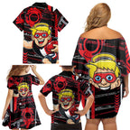 St Kilda Saints Family Matching Off Shoulder Short Dress and Hawaiian Shirt Mascot Cartoon Football Illustration Style