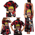 St Kilda Saints Family Matching Tank Maxi Dress and Hawaiian Shirt Mascot Cartoon Football Illustration Style