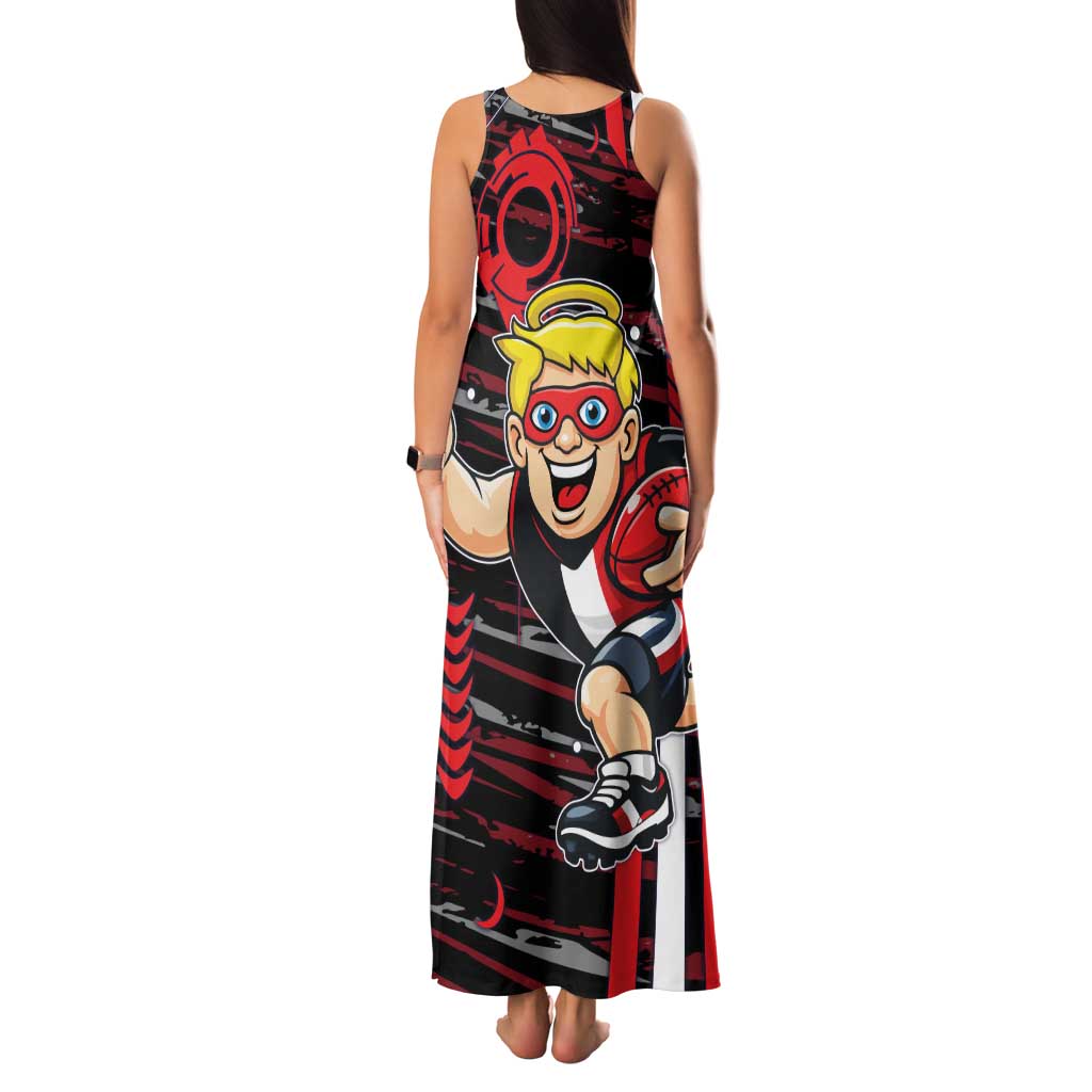 St Kilda Saints Family Matching Tank Maxi Dress and Hawaiian Shirt Mascot Cartoon Football Illustration Style