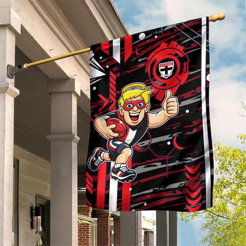 St Kilda Saints Garden Flag Mascot Cartoon Football Illustration Style