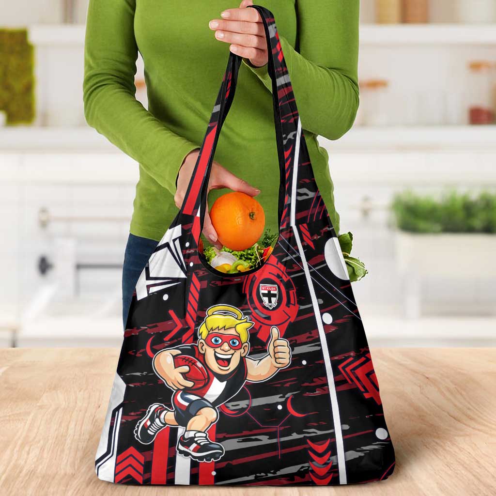 St Kilda Saints Grocery Bag Mascot Cartoon Football Illustration Style