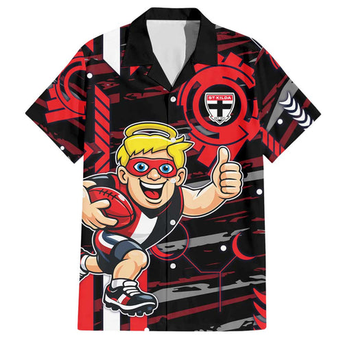 St Kilda Saints Hawaiian Shirt Mascot Cartoon Football Illustration Style