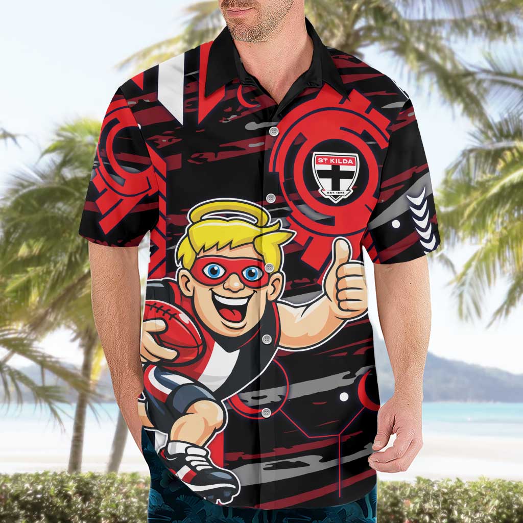 St Kilda Saints Hawaiian Shirt Mascot Cartoon Football Illustration Style