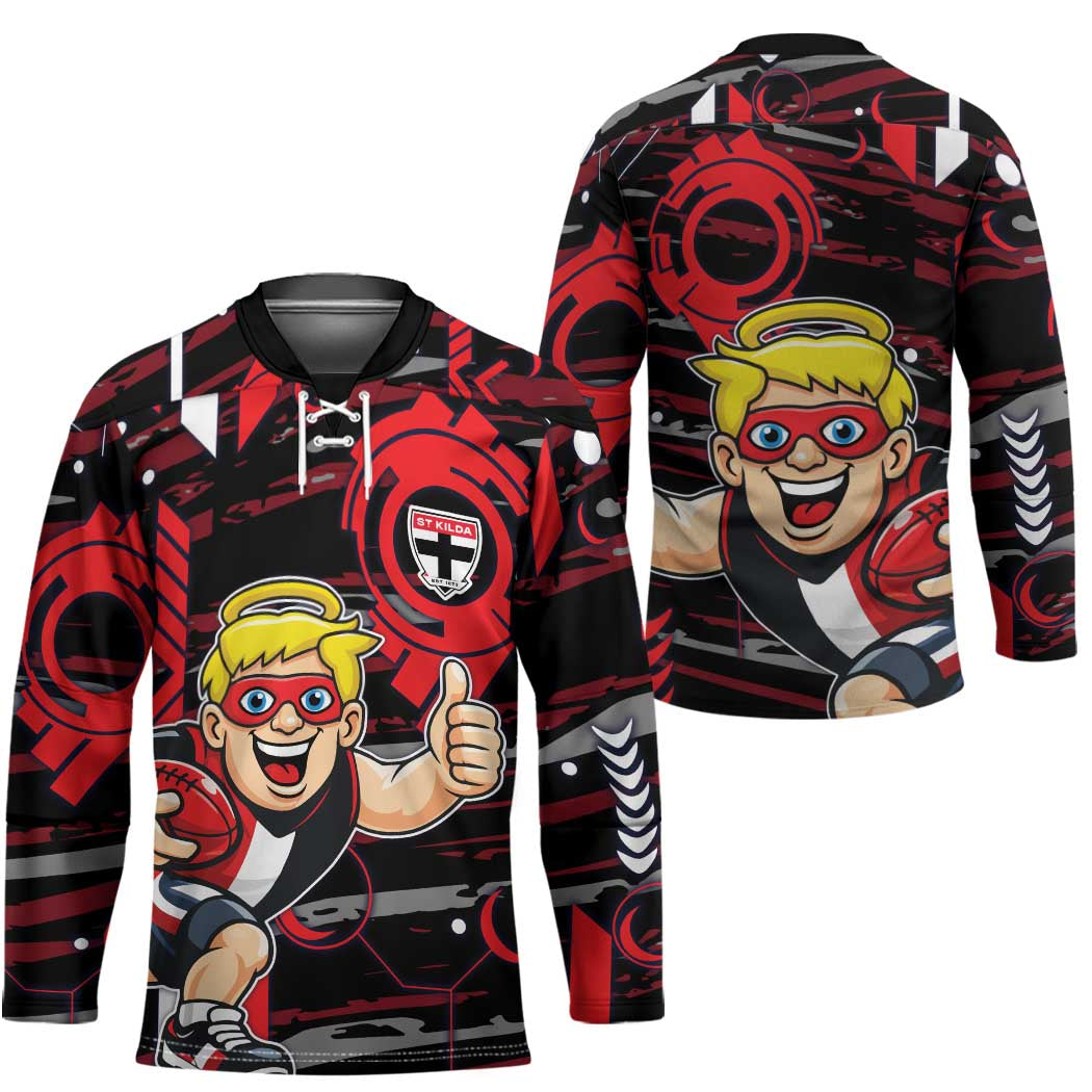 St Kilda Saints Hockey Jersey Mascot Cartoon Football Illustration Style