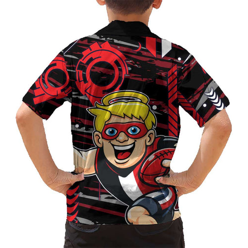 St Kilda Saints Kid Hawaiian Shirt Mascot Cartoon Football Illustration Style