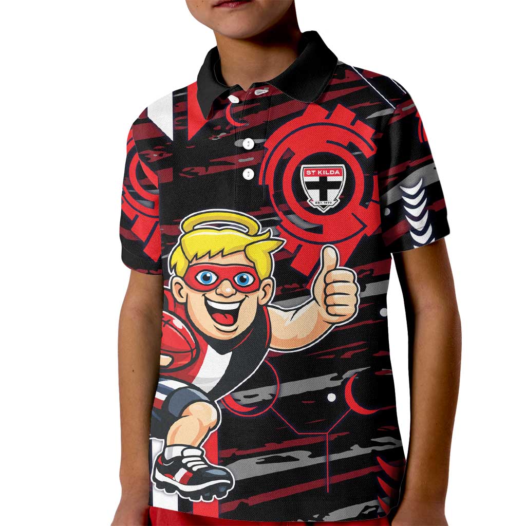 St Kilda Saints Kid Polo Shirt Mascot Cartoon Football Illustration Style