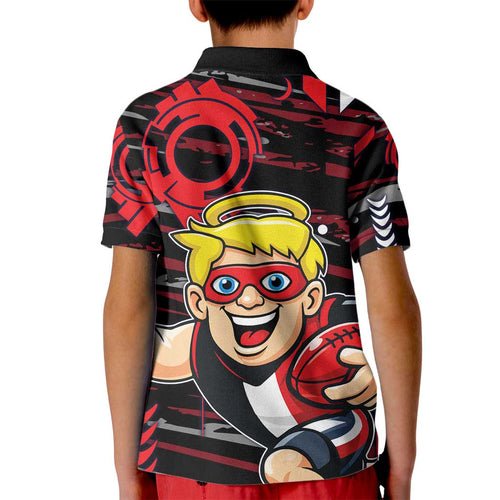 St Kilda Saints Kid Polo Shirt Mascot Cartoon Football Illustration Style