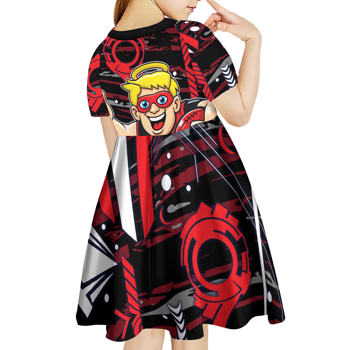 St Kilda Saints Kid Short Sleeve Dress Mascot Cartoon Football Illustration Style