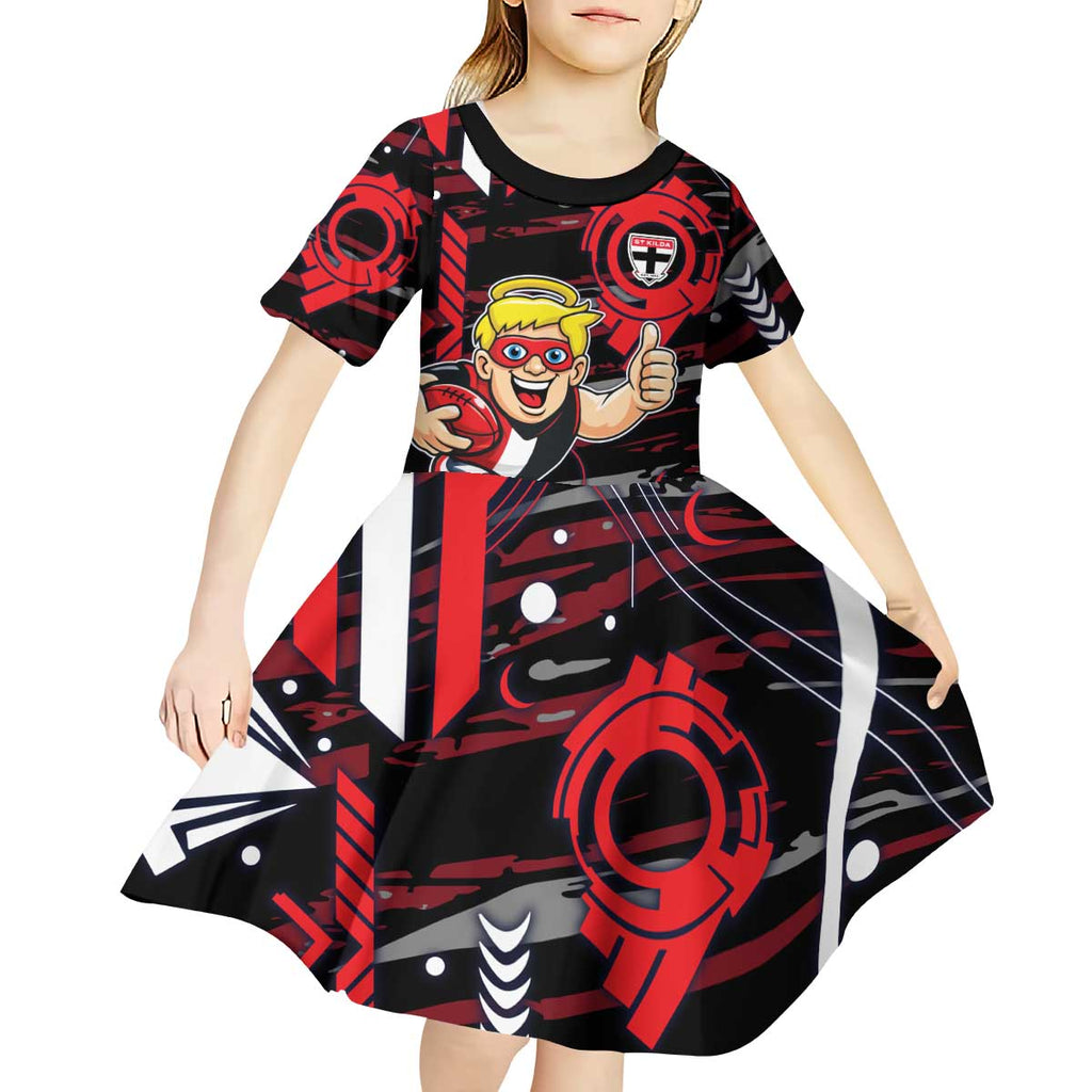 St Kilda Saints Kid Short Sleeve Dress Mascot Cartoon Football Illustration Style