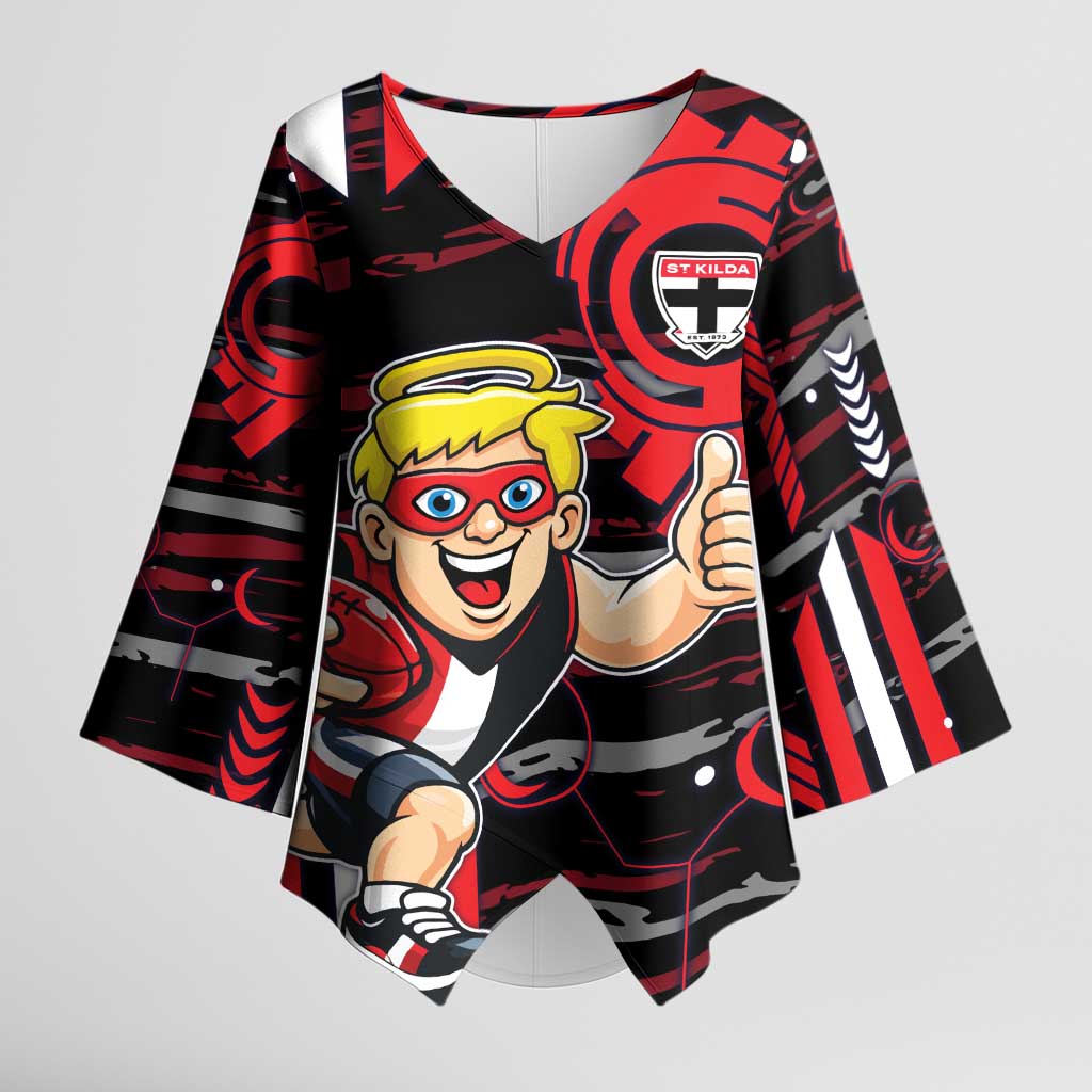 St Kilda Saints Kimono Sleeve Blouse Mascot Cartoon Football Illustration Style