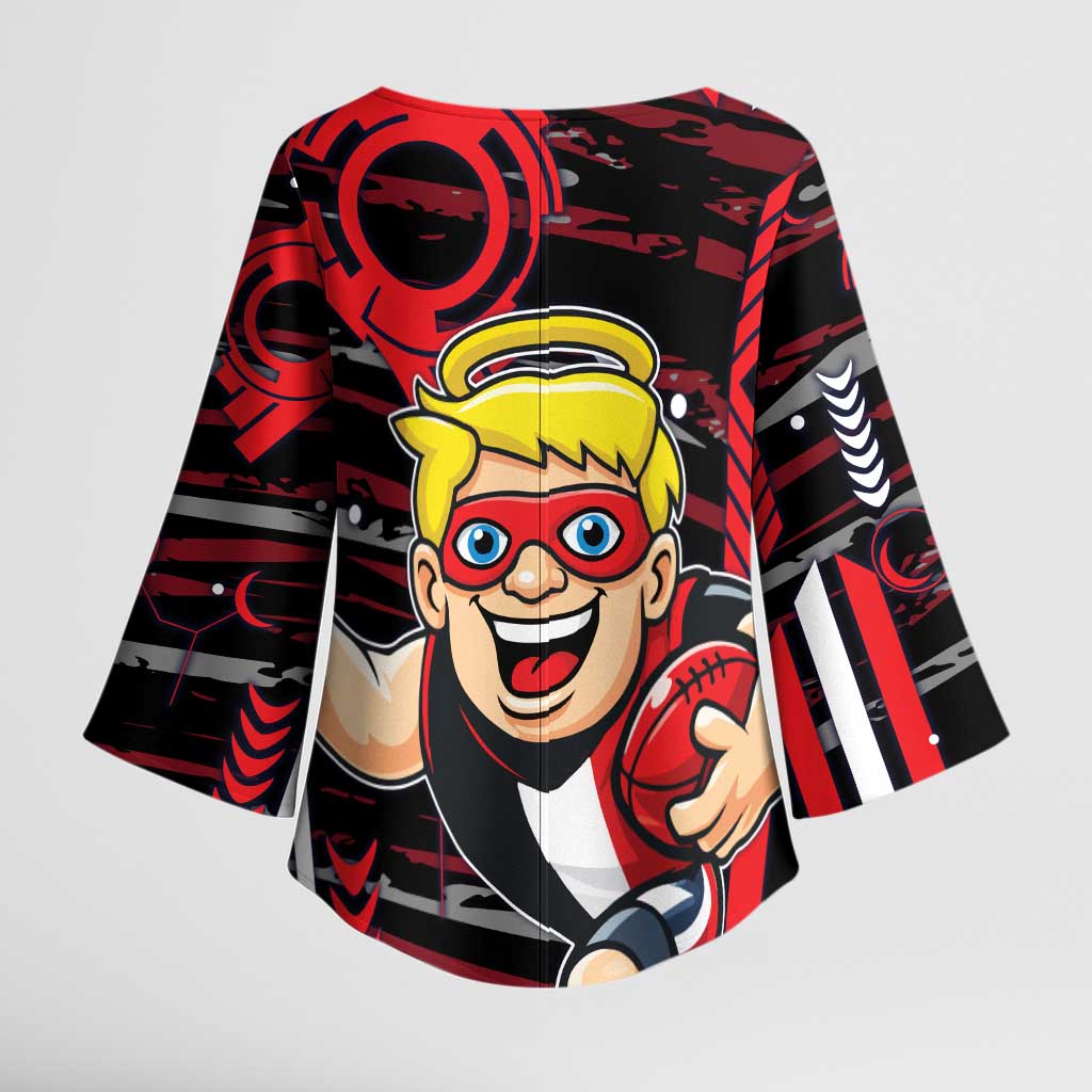 St Kilda Saints Kimono Sleeve Blouse Mascot Cartoon Football Illustration Style