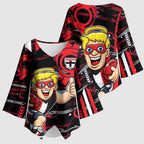 St Kilda Saints Kimono Sleeve Blouse Mascot Cartoon Football Illustration Style