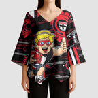 St Kilda Saints Kimono Sleeve Blouse Mascot Cartoon Football Illustration Style