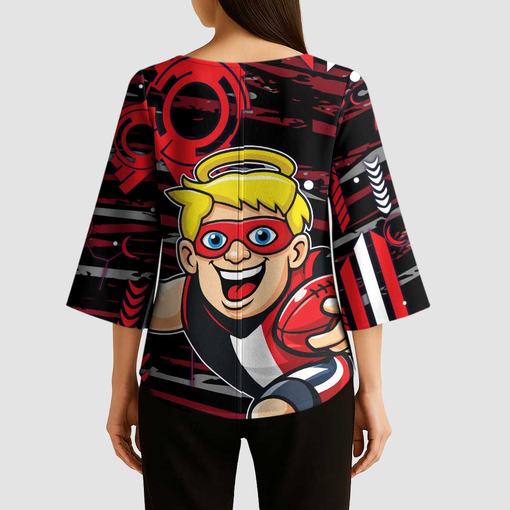 St Kilda Saints Kimono Sleeve Blouse Mascot Cartoon Football Illustration Style
