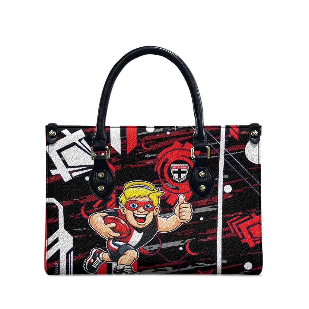 St Kilda Saints Leather Bag Mascot Cartoon Football Illustration Style
