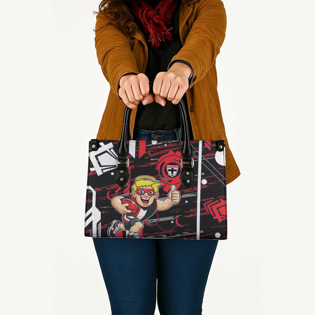 St Kilda Saints Leather Bag Mascot Cartoon Football Illustration Style