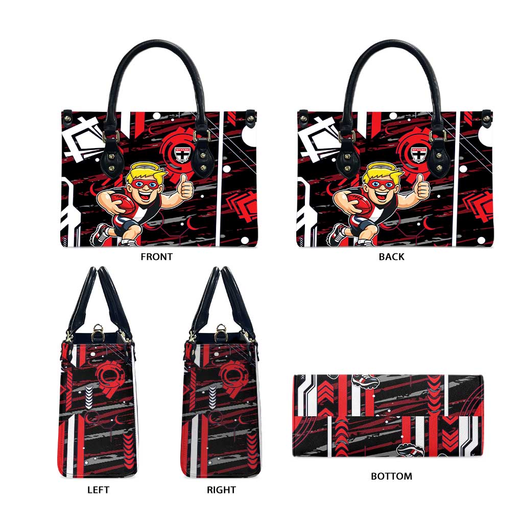 St Kilda Saints Leather Bag Mascot Cartoon Football Illustration Style